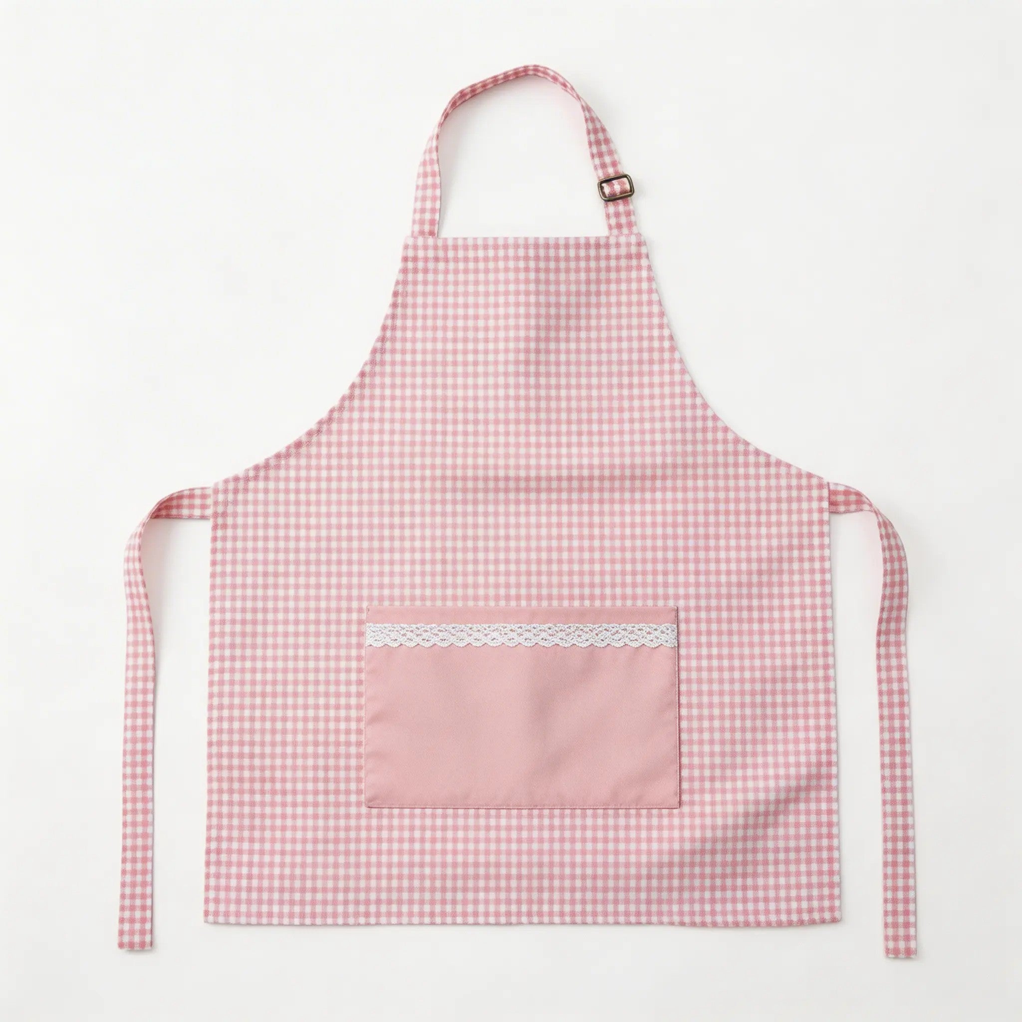 Delantal infantil de tela para cocinita y juego simbólico – Cuadro rosa