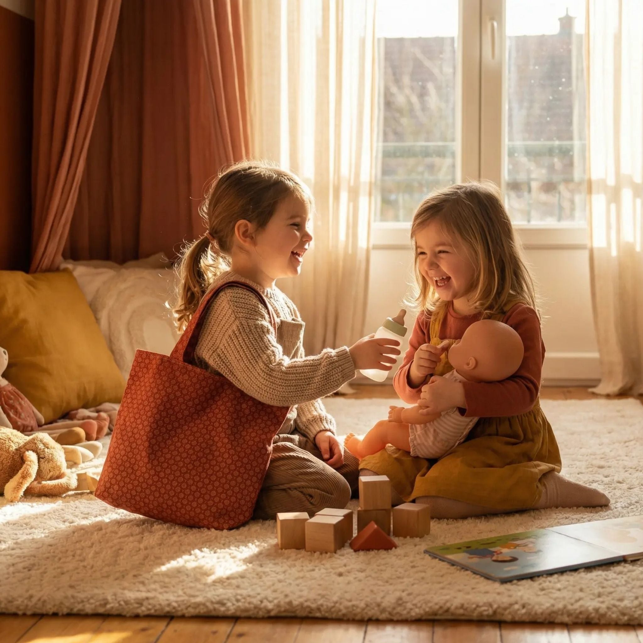 Bolso infantil reutilizable de algodón para jugar a la tienda o supermercado