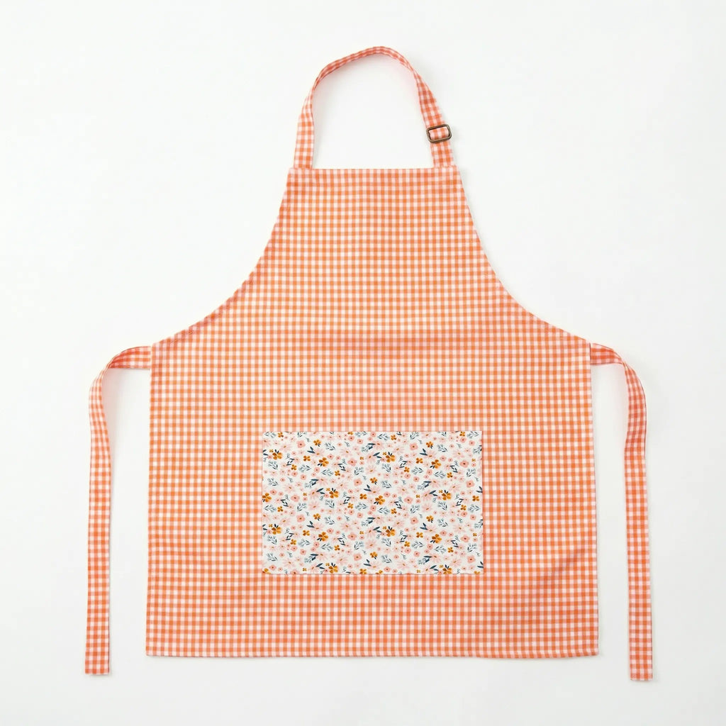 Delantal infantil de tela para juego simbólico - Cuadro naranja
