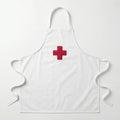 Delantal médico infantil blanco con cruz roja bordada en la parte frontal, confeccionado en tela de alta calidad para juego de doctor.