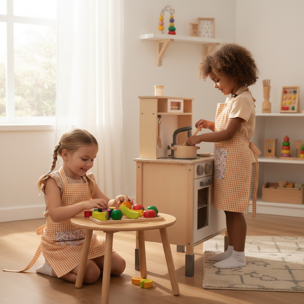 delantales de tela para colegios infantiles. material rincones de juego