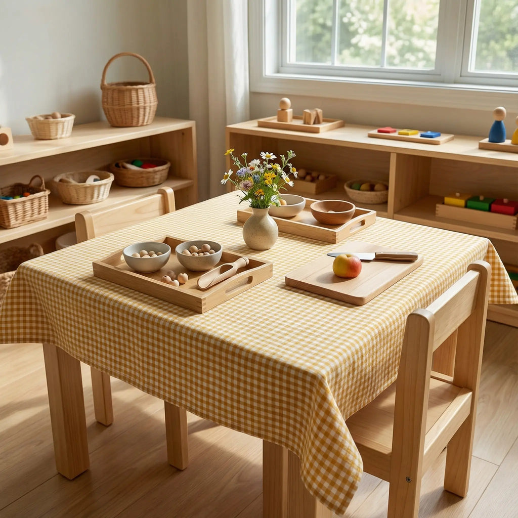 tela textil para mantel educativo. manteles de tela estilo montessori de la marca decoeduca
