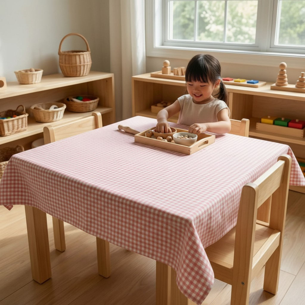 4 Servilletas infantiles de tela de color rosa para ambientes de juego