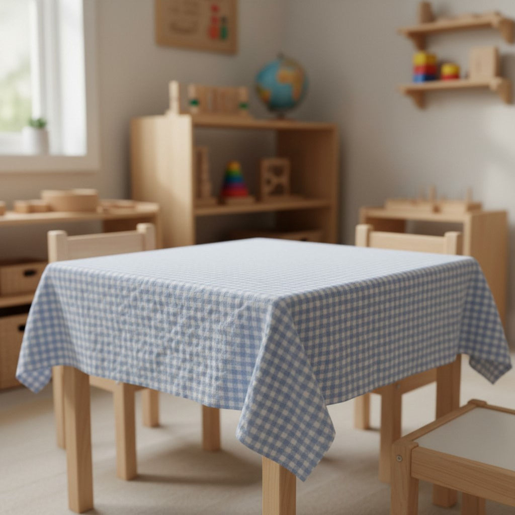 mantel de tela infantil para espacios montessori, ambientes de aprendizaje, juego simbolico de la marca decoeduca