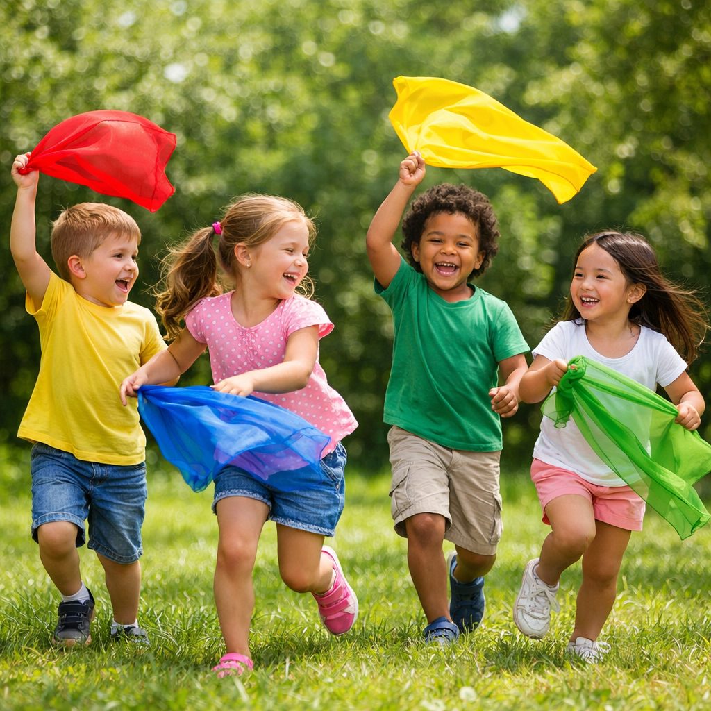 Telas para Jugar | Pañuelos Sensoriales de colores de Nylon