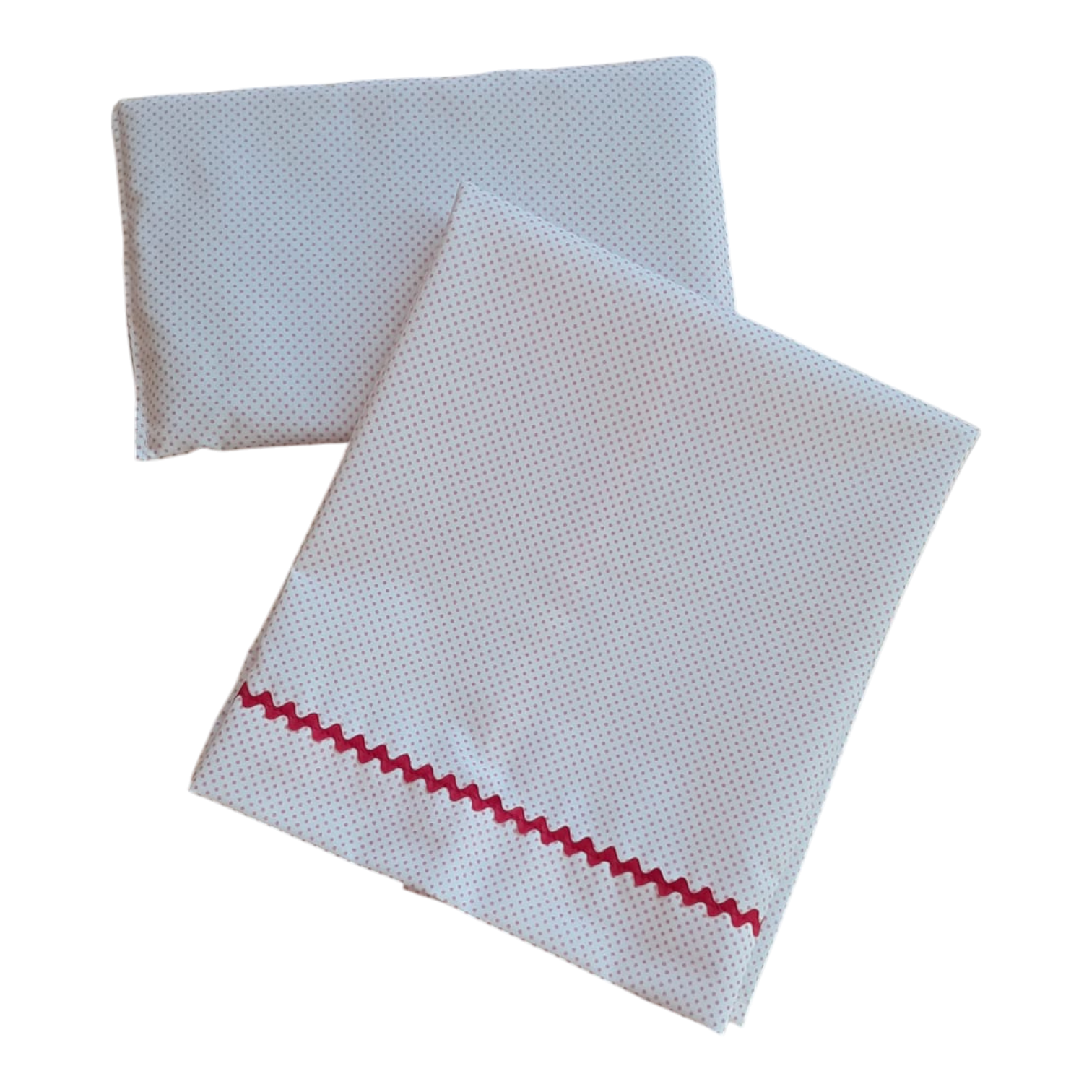 Sábana para cama de muñecas con almohada - Lunares fresa